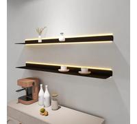 Étagères flottantes à DEL avec lumière intégrée - Décoration murale élégante pour la maison, le bureau, l'école et le centre commercial - Solution de rangement et d'affichage moderne Doré 120 x 20 x 6