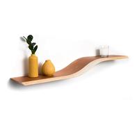 Étagères flottantes avec fixation cachée, Étagère murale avec décor blanc, mobilier moderne en bois naturel, étagère géométrique en bois pour décor mural de bureau, salle de bain, chambre (Cerise, 60