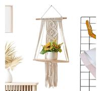 Étagères flottantes Boho - Étagère en Bois en Corde de Coton Faite à la Main, Organisateur Mural Rustique | Cintre de en de Style bohème pour Salle de Bain ou Cuisine étagères