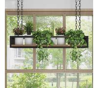 Étagères flottantes de plafond, étagère murale, support de fleurs avec cadre en métal, étagères murales suspendues pour jardinières, étagère de rangement décorative plantes livres, porte-bouteille vin