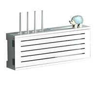 Étagères flottantes en bois massif monté au mur Routeur Boîte de rangement réseau Boîte supérieure TV rangée inférieure Socket étagère d'occlusion adaptée pour la maison et le bureau (couleur : gris