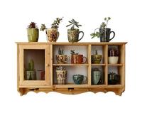 Étagères flottantes en bois massif pour rangement mural avec tasse et dessus de table à thé, armoire murale créative à suspendre pour décoration murale, taille unique