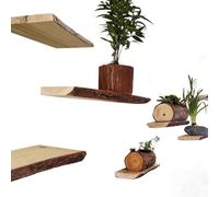 Étagères flottantes en bois naturel irrégulier rustique en écorce d'arbre étagère murale de rangement décorative pour salon, chambre à coucher, bibliothèque, affichage de fleurs rétro, largeur 13-17