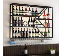 Étagères flottantes en métal avec éclairage LED, économie d'espace, support mural pour bouteilles de vin et verres