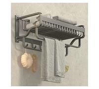 Étagères flottantes étagère de salle de bain étagère de serviette avec barre de serviette double et porte-serviette à crochets fixes étagère de salle de bain étagère murale, gris mat pour le rangement
