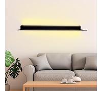 Étagères flottantes, étagère Murale LED de 101,6 cm (40 po), bibliothèque Murale en métal avec éclairage, étagère Moderne pour Tableaux et Rangement Mural, élégante étagère Noire pour la déc