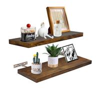 Étagères flottantes,étagères à livres flottantes pour mur,décoration intérieure,2 ensembles d'étagères murales,étagère de présentation,convient pour salle de bain,salon,chambre,cuisine (marron)