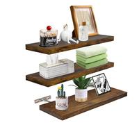 Étagères flottantes,étagères à livres flottantes pour mur,décoration intérieure,3 ensembles d'étagères murales,étagère de présentation,convient pour salle de bain,salon,chambre,cuisine (marron)