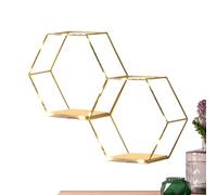 Étagères flottantes hexagonales | Décoration Murale hexagonale avec lumières,Étagère Murale géométrique pour Cuisine, Salle de Bain, Lieu de Travail, Maison, Salon, décorations murales