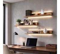 Étagères flottantes LED, présentoir Mural Aluminium, lumières RVB | Étagère éclairée en L, support robuste en métal pour déco créative, entrée, bar, salle de bain(C3.5k,100cm/39.3in)