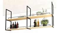 Étagères flottantes modernes étagère de rangement suspendue au plafond porte-bouteilles mural pour la décoration intérieure support pour plantes et fleurs en bois massif métal(Noir,120x30x80cm)
