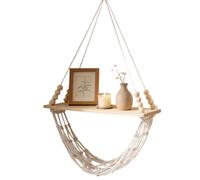 Étagères flottantes pour mur esthétique rustique avec filet d'angle pour | Étagères décoratives murales pour plantes jouets cadres bougies chambre d'enfant