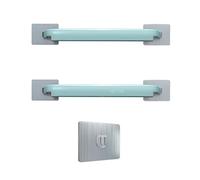 Étagères flottantes pour salle de bain, étagère de cuisine, étagère de salle de douche, installation sans perforation (couleur : rose, taille : lot de 2) (style rose 1), bleu