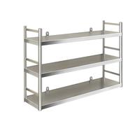 Étagères flottantes robustes en acier inoxydable - Étagère murale moderne pour livres et épices de cuisine, étagère de rangement, argent, 3ème étage, 50 x 30 cm