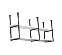 Étagères flottantes suspendues - Support pour plantes au plafond, casier à vin au plafond suspendu, support pour verres à vin en bois massif en fer forgé, étagères de rangement pour cuisine au 2ème
