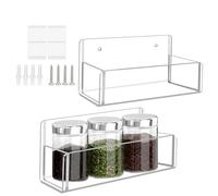 Étagères Flottantes Transparentes - Acrylique, Lot De 2 Pièces | Organisateur Mural Pour Épices | Support De Rangement Acrylique Moderne Pour Bocaux, Bouteilles Cuisine | Rangement Gain De Place Pour