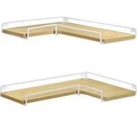 Étagères flottantes Vasagle, lot de 2, étagères murales d'angle en forme de L, étagère d'angle de style industriel, pour le salon, la chambre ou la cuisine, chêne naturel