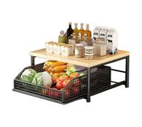 Étagères garde-manger - Fer bois 37 x 26 x 18 cm | Unité de rangement sur pied avec support vertical à 2 niveaux | Solution compacte de plan de travail peu encombrante pour une utilisation à la maison