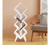 Étagères hautes Book Organizer, support de livre en bois, petite étagère à livres en bois, étagère à livres à 4 niveaux, blanc