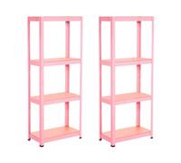 Étagères métalliques - 7H SEVEN HOUSE - Lot de 2 - 4 étagères réglables - 240kg - 60x30x148cm - Rose