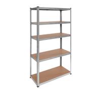 OcioDual Essential Etagere Metallique Argent, Etagere Rangement Outillage, 180x90x40cm Storage, Étagère Garage Metal, Étagère Metallique Garage, sans Vis, 875kg, 5 Etagères MDF