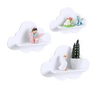 Étagères mignonnes pour chambre à coucher - Ensemble de motifs de nuages muraux 3 pièces | Bibliothèque pour Boîte de rangement blanche | Décoration d'étude de salon de chambre d'enfant |