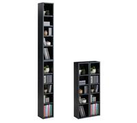 Etagères modulables MUSIQUE pour CD/DVD, lot de 2 meubles de rangement en colonne, 10 compartiments, en mélaminé décor béton foncé