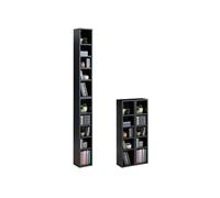 IDIMEX Etagères modulables Musique pour CD et DVD, Lot de 2 Meubles de Rangement en Colonne avec 10 Compartiments, en mélaminé décor béton foncé