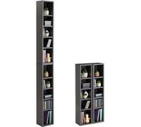 IDIMEX Etagères modulables Musique pour CD et DVD, Lot de 2 Meubles de Rangement en Colonne avec 10 Compartiments, en mélaminé Gris Mat