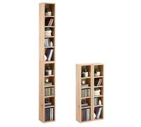 IDIMEX Etagères modulables Musique pour CD et DVD, Lot de 2 Meubles de Rangement en Colonne avec 10 Compartiments, en mélaminé décor chêne Sanremo