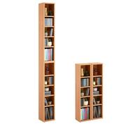 IDIMEX Etagères modulables Musique pour CD et DVD, Lot de 2 Meubles de Rangement en Colonne avec 10 Compartiments, en mélaminé Couleur hêtre