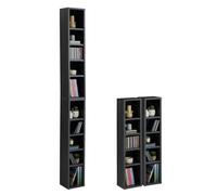 IDIMEX Etagères modulables Musique pour CD et DVD, Lot de 2 Meubles de Rangement en Colonne avec 10 Compartiments, en mélaminé décor Bois Gris cendré
