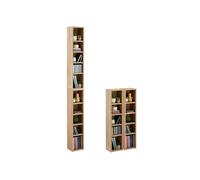 IDIMEX Etagères modulables Musique pour CD et DVD, Lot de 2 Meubles de Rangement en Colonne avec 10 Compartiments, en mélaminé décor chêne Sonoma