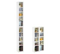 IDIMEX Etagères modulables Musique pour CD, DVD et Livres, Lot de 2 Meubles de Rangement en Colonne, 10 Compartiments, Design Moderne, Pratique, mélaminé Blanc Mat.