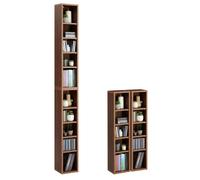 IDIMEX Etagères modulables Musique pour CD et DVD, Lot de 2 Meubles de Rangement en Colonne avec 10 Compartiments, en mélaminé Couleur Noyer
