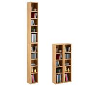 IDIMEX Etagères modulables Musique pour CD et DVD, Lot de 2 Meubles de Rangement en Colonne avec 10 Compartiments, en mélaminé décor chêne Sauvage