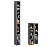 IDIMEX Etagères modulables Musique pour CD et DVD, Lot de 2 Meubles de Rangement en Colonne avec 10 Compartiments, en mélaminé Gris Mat