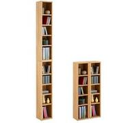 IDIMEX Etagères modulables Musique pour CD et DVD, Lot de 2 Meubles de Rangement en Colonne avec 10 Compartiments, en mélaminé décor chêne Sauvage