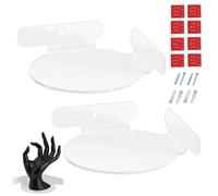 Étagères multicolores pour bureaux - Étagères murales rondes transparentes et noires - 2 étagères d'angle flottantes pour salon, chambre à coucher, salle à manger en acrylique robuste, facile à monter