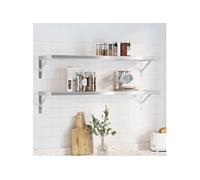 Etagères murales 2 pcs 100x30x3 cm argenté acier inoxydable, étagère flottante, étagère murale d'exposition, panneau 30279