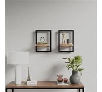 Étagères murales 2 pcs 25x25x35 cm Bois d acacia et acier Brun G