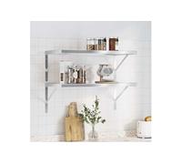 Vidaxl Étagères Murales 2 Pcs 75x40x3 Cm Argenté Acier Inoxydable Argenté