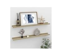 Étagères murales 2 pcs blanc et chêne sonoma 80x9x3 cm Blanc et chêne sonoma G