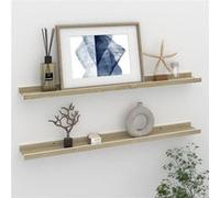 Étagères murales 2 pcs blanc et chêne sonoma 80x9x3 cm Blanc et chêne sonoma G