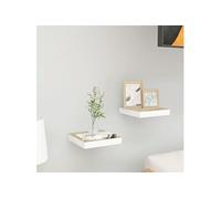 vidaXL 2X Etagères Murales Flottantes Etagères Suspendues Supports Muraux Salon Salle de Séjour Maison Intérieur Chêne et Blanc 23x23,5x3,8 cm MDF