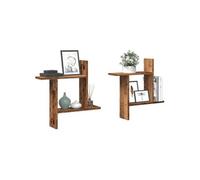 vidaXL Étagères murales 2 pcs vieux bois 50x12x50 cm bois d'ingénierie Marron 853261 G