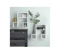 vidaXL Étagères Murales 2 pcs, Supports Suspendus, Tablettes Flottantes, Meubles de Salon Salle de Séjour Maison, Blanc Brillant Bois d'Ingénierie Blanc