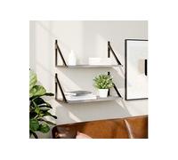vidaXL Étagères Murales 2pcs, Étagères Suspendues avec Rangement, Étagères de Présentation Flottantes, Meubles de Salon, Moderne, Sonoma Gris Bois Ingénierie Gris G