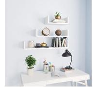 Étagères murales 3 pcs Blanc Bois d ingénierie