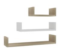 Étagères Murales 3 Pcs Blanc Et Chêne Sonoma Aggloméré